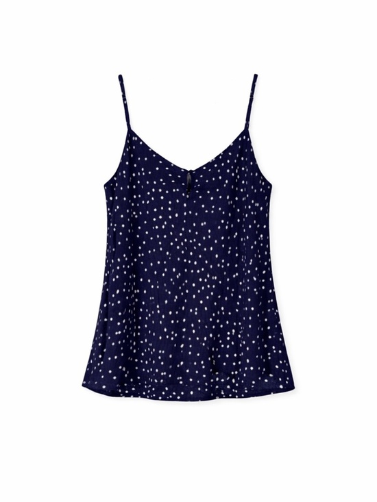 Elodie Tops - ELODIE Women’s Navy Polka Dot Spaghetti Strap Cami Top Size Small